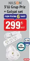 NİLSON 3'LÜ GRUP PRİZ + GOLYAT SET 1,5 METRE fiyat ve kampanya bilgisi